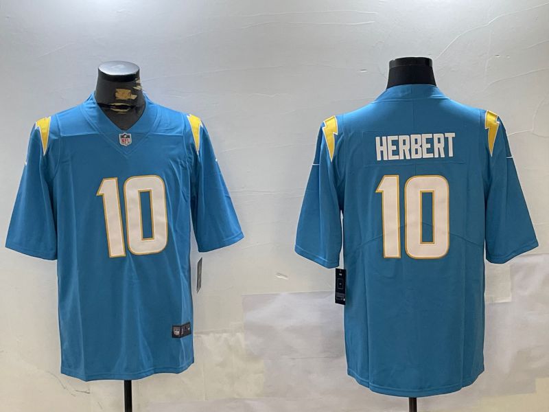 Men Los Angeles Chargers #10 Herbert Blue Second generation 2024 Nike Limited NFL Jersey style 1